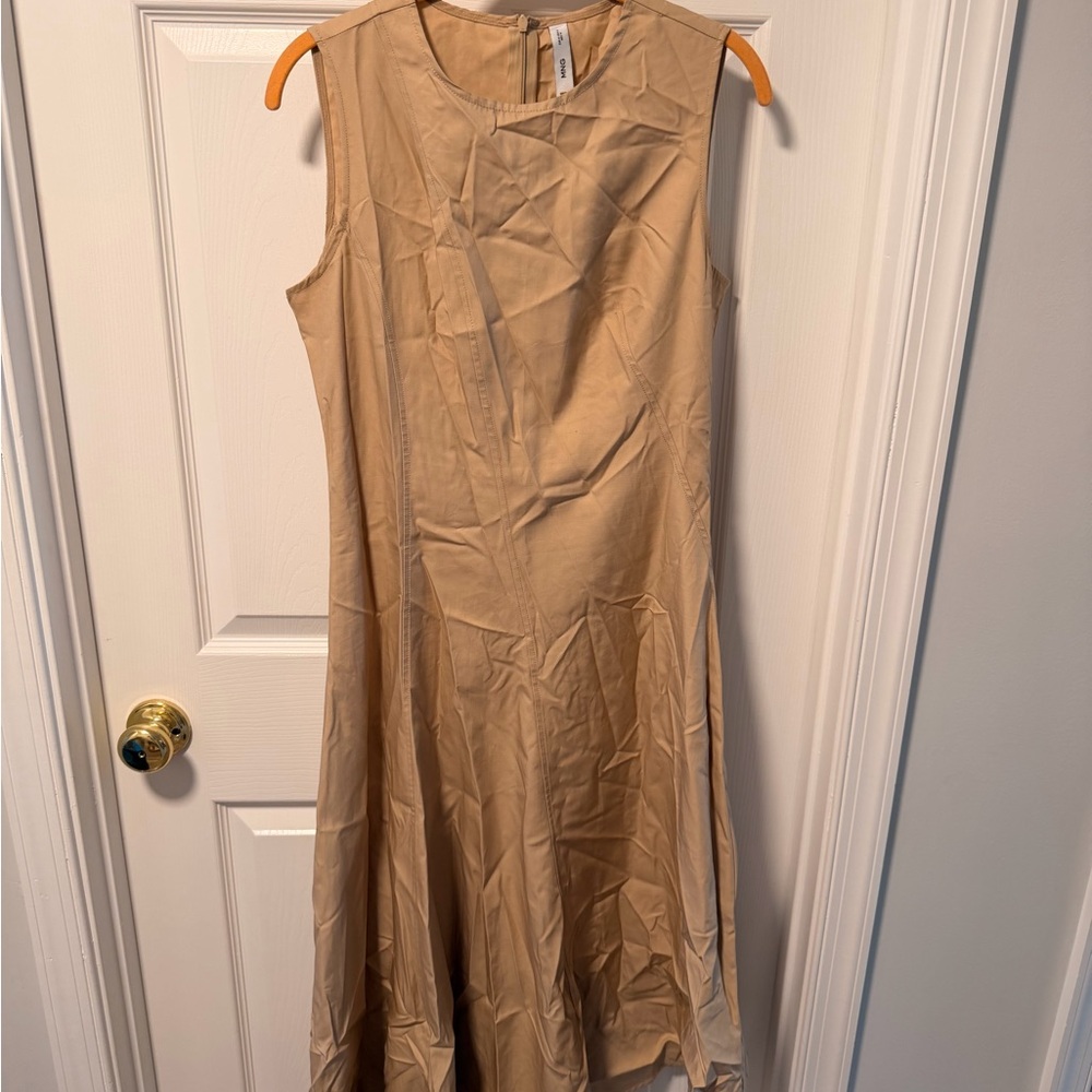 Mango Sleeveless Midi Dress in Beige